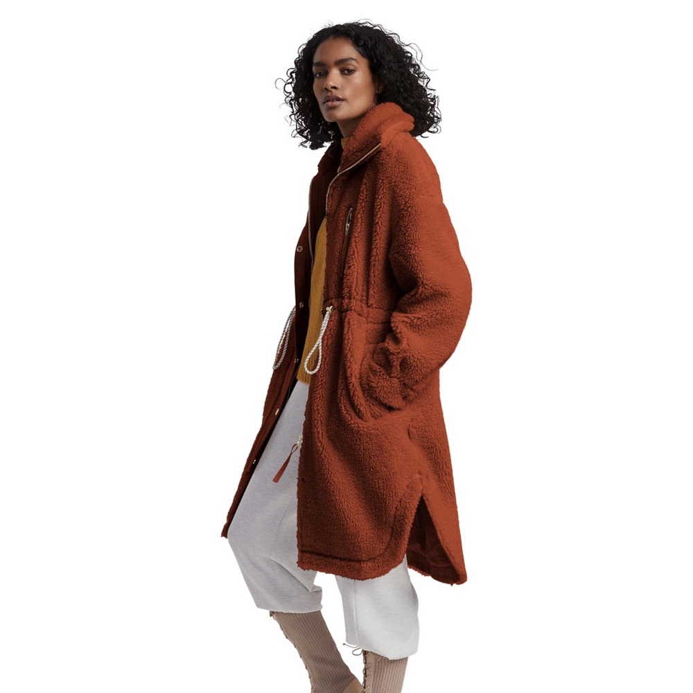 Varley Jones Teddy Long Coat in Caramel Cafe - Picture 4 of 10